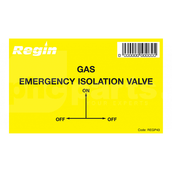 Sticker, Gas Isolation Valve, (Pk8) - JA6120