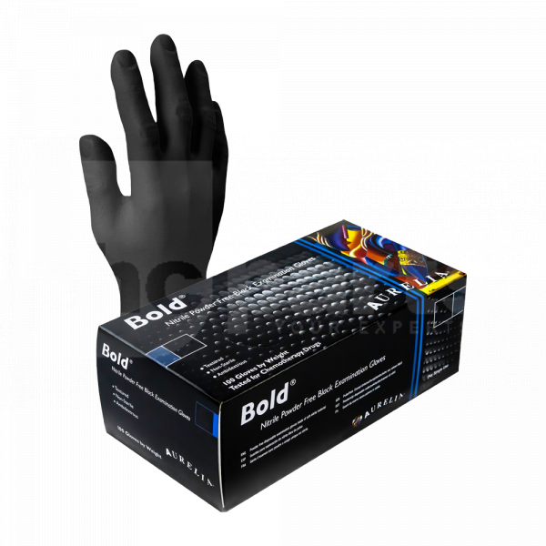 Gloves, Bold Black Nitrile 5mm (Box 100), XX-Large, Powder Free - ST1228